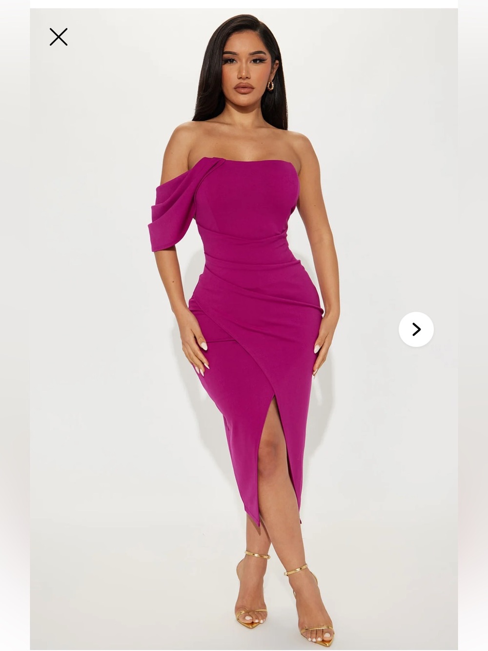Fashion Nova Camilla Midi Dress in Magenta Size Large
